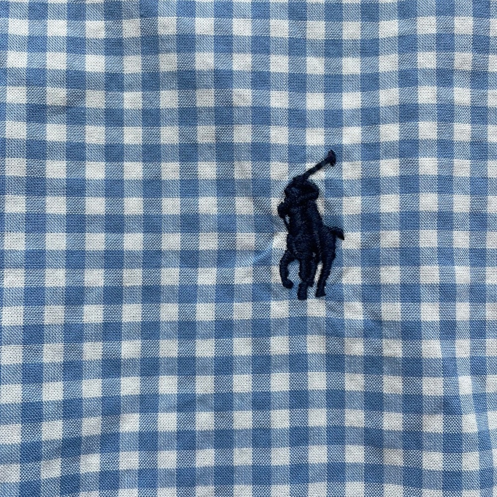 Blue gingham Ralph Lauren, boys M button-down shirt